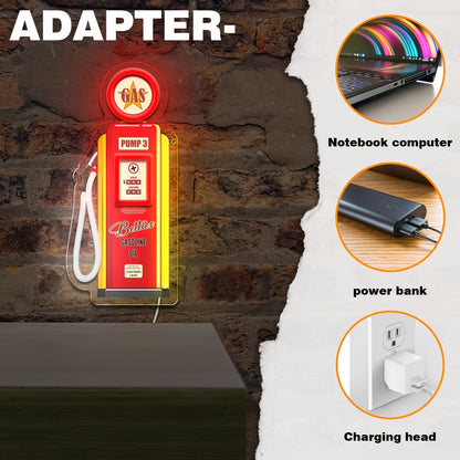Retro Betz Gasoline Pump Neon Sign, USB Powered Wall Hanging Light with Switch Control, Multipurpose UV Reactive Art for Bedroom, Bar, and Festival Decor, No Battery Required