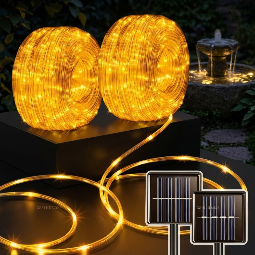 Outdoor Solar LED String Lights, Flexible Fairy Lights for Pool, Fountain, Wedding Decor 105/72/40/23FT, 300/200/100/50Leds