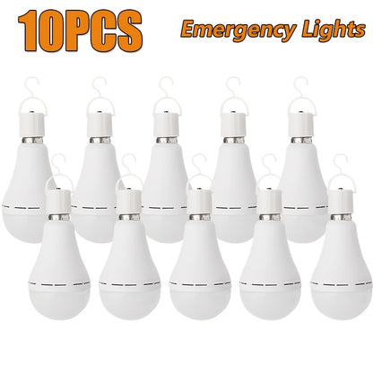 Rechargeable Emergency LED Bulb IP54 Waterproof 2000mAh 60W Equivalent 6000K with Hook – E27 E26 Universal Base Wireless Portable Auto-On for Home Office Camping Outdoor Power Outage, 4 8 10 12 Pack