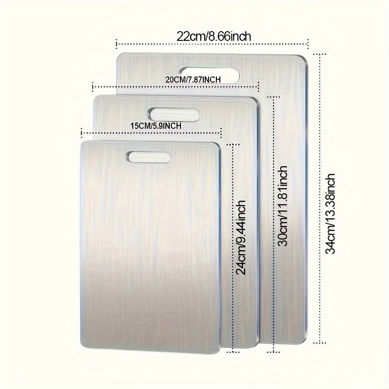 3pcs Premium Stainless Steel Cutting Board Set- Durable, Easy to Clean, Kitchen Ready, Space-Saving, Rust-Resistant, and BPA-Free, Safe for Food Preparation