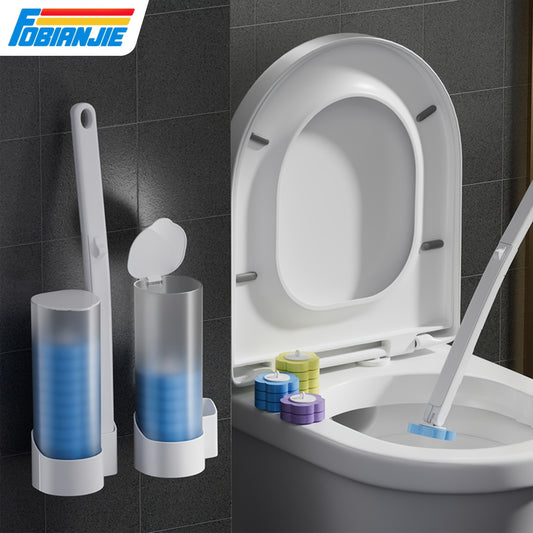(18pcs Heads Avail)FOBianJIE Disposable Toilet Brush - 2 Replaceable Heads, Portable Durable | Bathroom Cleaning Tool