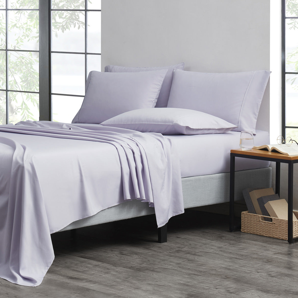 Bibb Home 2000 Thread Count 6 Piece Bamboo Sheet Set – Summer Satin Cooling, Deep Pocket, 6-Pc Egyptian Luxury, Bonus Pillowcases