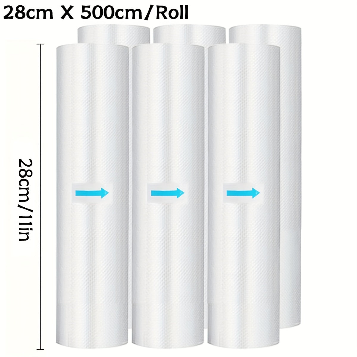 6pcs Combination Pack Of 20 Foot Large Roll Vacuum Sealed Bags Without Bisphenol A, Co Extruded Diamond Patterned Vacuum Film Bags, Vacuum Preservation Bags, Patterned Film Food Packaging Bags Suitable for Kitchens And Restaurants
