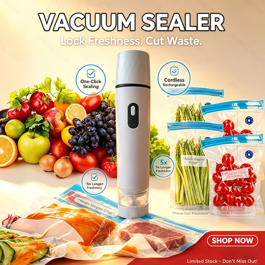 Handheld Vacuum Sealer Machine for Food Storage Portable Food Vacuum Preservation Device with 15 or 30 Vacuum Bags – Powerful Compact Vacuum Sealing Machine for Freshness