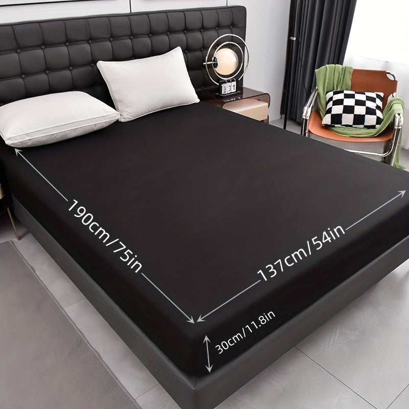 1pc Waterproof Fitted Sheet - Soft, Comfortable, Breathable Solid Color Mattress Cover, Ideal For Bedroom, Guest Room, Machine Washable Polyester Fabric, Breathable Liner, No Print Design, Dorm Room Essentials | Modern Aesthetic | Smooth Texture