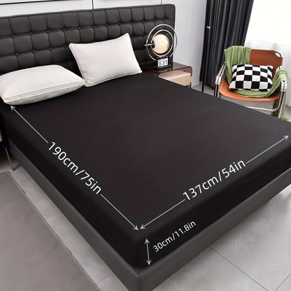 1pc Waterproof Fitted Sheet - Soft, Comfortable, Breathable Solid Color Mattress Cover, Ideal For Bedroom, Guest Room, Machine Washable Polyester Fabric, Breathable Liner, No Print Design, Dorm Room Essentials | Modern Aesthetic | Smooth Texture