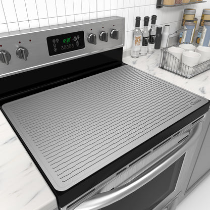 Oversized Thick Silicone Cover for Stove Tops, Measuring 75.7X53.2Cm (29.8X20.8In), Featuring Anti-Slip Stripes And Made from Quiet Material, Suitable for Kitchen And Restaurant Use Dish Drying Mats