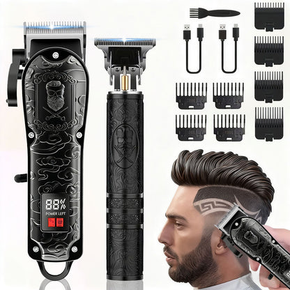 Electric Grooming Kit Foil Shaver Beard Trimmer & Nose Ear Hair Trimmer Set with LCD Power Display - Rechargeable 2 to 4 Piece Sets for Home, Travel & Car, Perfect Gift for Men, Husband & Father