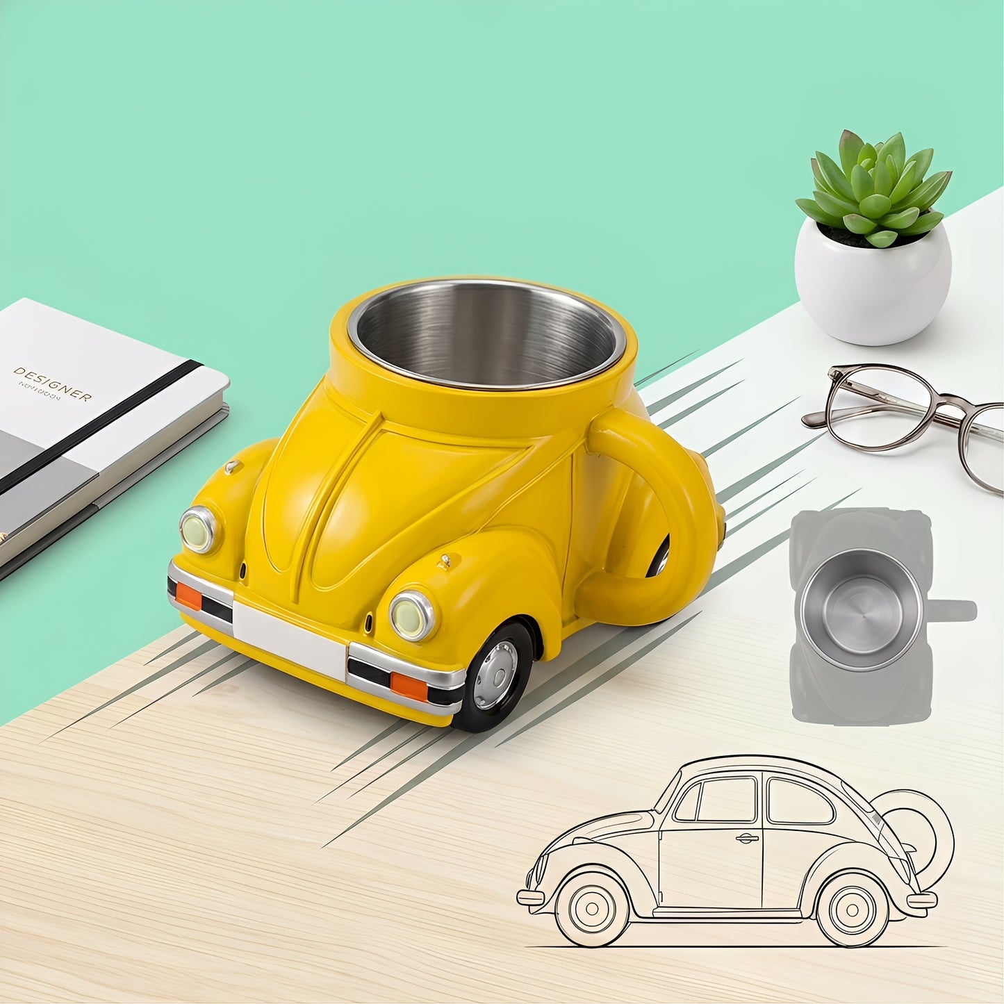 Sports Car Shape Fun Coffee Cup, Mug, Car Shape Drinking Cup, Novel Tea Cup, Large Capacity Unique Drinkware Office Decoration Cup