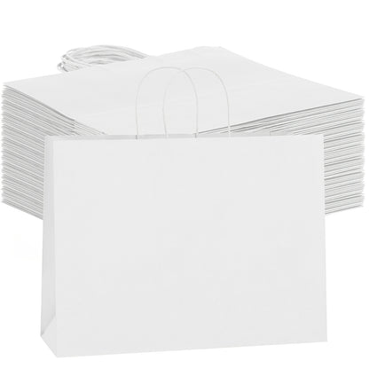 Shopping Bags with Handles 49pcs | 16x6x12 Inch Large Retail Gift Bags Bulk | Clothing Boutique Bags for Birthday, Wedding, Mother's Day, Teacher's Day, Anniversary, Craft Exhibition | White, Brown, Black