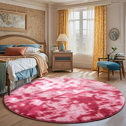 Round Faux Fur Area Rug - Soft Plush Circle Carpet for Living Room Bedroom, Machine Washable, Multiple Colors & Sizes