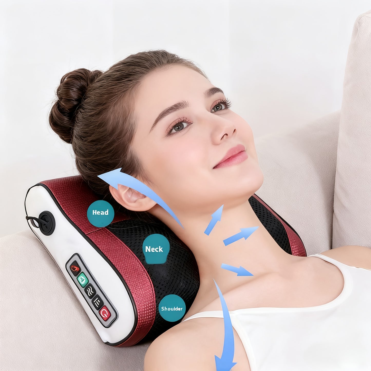 Shiatsu Neck & Back Massage Pillow – Bidirectional Rotating Deep Tissue Kneading Cervical Massager for Pain Relief, Electric Massage Pillow for Neck Shoulder & Back, Gift for Mom Dad Men Women