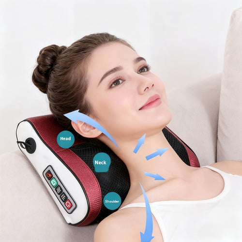 Shiatsu Neck & Back Massage Pillow – Bidirectional Rotating Deep Tissue Kneading Cervical Massager for Pain Relief, Electric Massage Pillow for Neck Shoulder & Back, Gift for Mom Dad Men Women