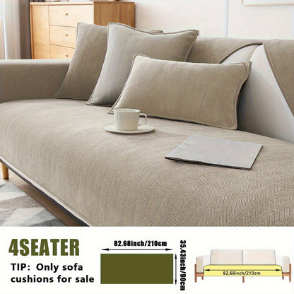1pc of Pet-Friendly Chenille Ribbed Sofa Cover That Is Non-Slip And Machine Washable, Made from Soft Stretch Fabric Suitable for 2, 3, Or 4-Seater And Sectional Sofas. It Enhances Contemporary Home Decor in Living Rooms, Bedrooms, And Offices
