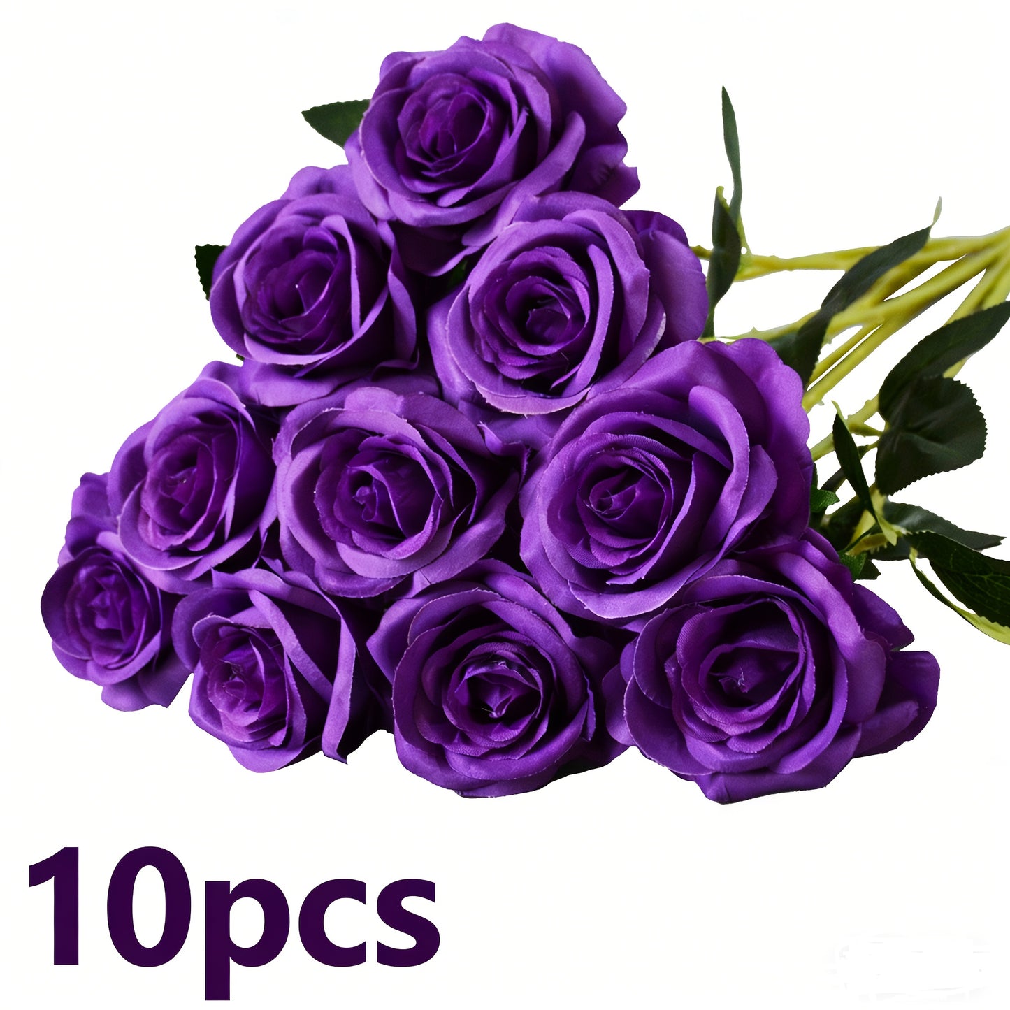 10pcs Eternal Blossom Purple Roses Purple Flowers Artificial Flowers Bulk, Halloween Costume Party 19.69inch Silkly Artificial Rose Fake Rose Blossom Bridal Bouquet For Home Wedding Decor Festival Decor Thanksgiving Christmas Gift (Purple)