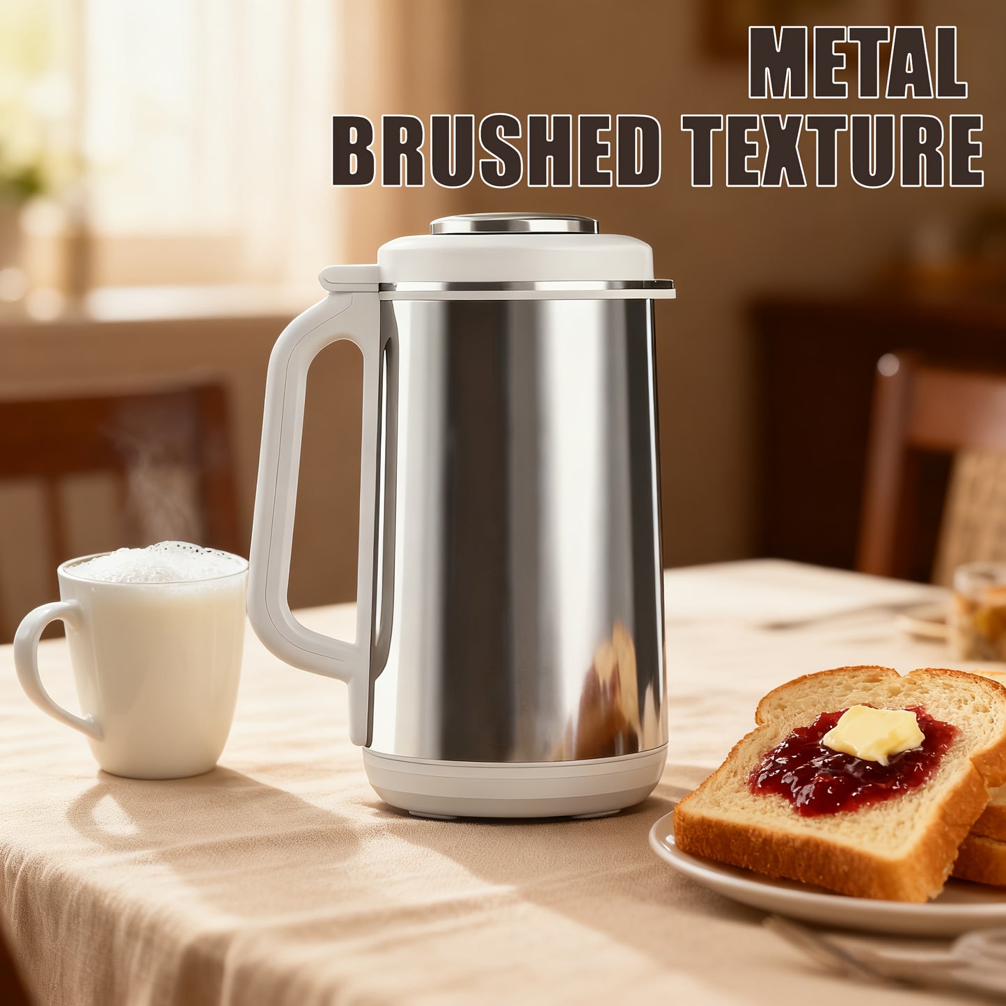 40.58Oz Stainless Steel Soybean Milk Machine, Multi-Function Nut Milk, Soup, Juice Machine, with Automatic Cleaning, 24-Hour Timer, Intelligent Touch Control, 1200Ml Container Capacity, 22000 RPM Motor Speed, 800W Power, 110V Soybean Milk Machine
