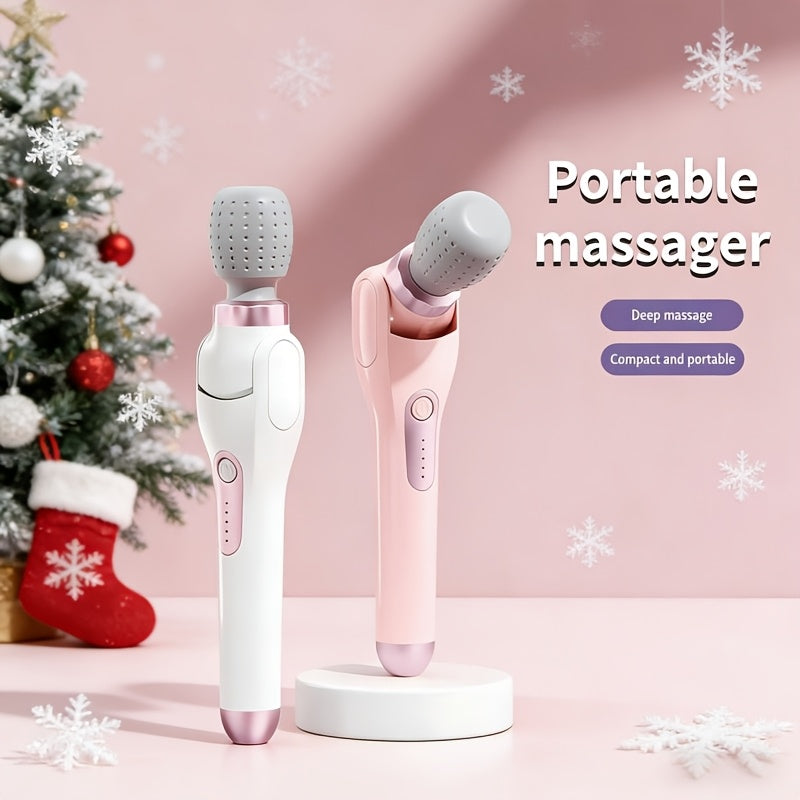 Electric Handheld Massager, 180° Foldable Massage Stick with USB Charging, 5-Speed Vibration Settings, Rotating Head for Full Body Relief, Portable Neck Back Leg Waist Massager, Gift for Women Men