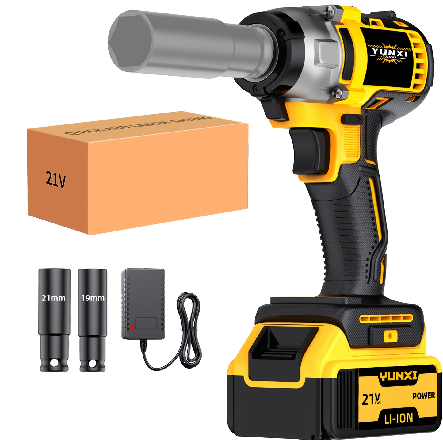 21 Volt Wireless Impact Wrench Drill Set, Heavy-duty Impact Drill, Optional 2AH/4AH Battery, Toolbox, Charger, And Complete Set Of Drill Bit Accessories, Suitable for Car Repair And Heavy-duty DIY, Is The Perfect Gift for Male Fathers