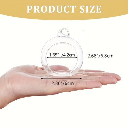 24pcs/36pcs 6cm Hanging Glass Ball Candle Holder, Glass Tea Lamp Candle Holder, Glass Ball Plant Crystal Ball, Used for Wedding Family Party Tree Decoration