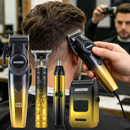 [Grooming Gift Box] New Gradient Dragon And Phoenix Design] Men's 2/4pcs Grooming Gift Box Set, Specially Designed for Men's Shaving, Hair Removal, Hair Cutting And Nose Hair Removal Combination, Nose Hair Remover, Hair Clipper, Shaver, T9 Detail Hair Cli
