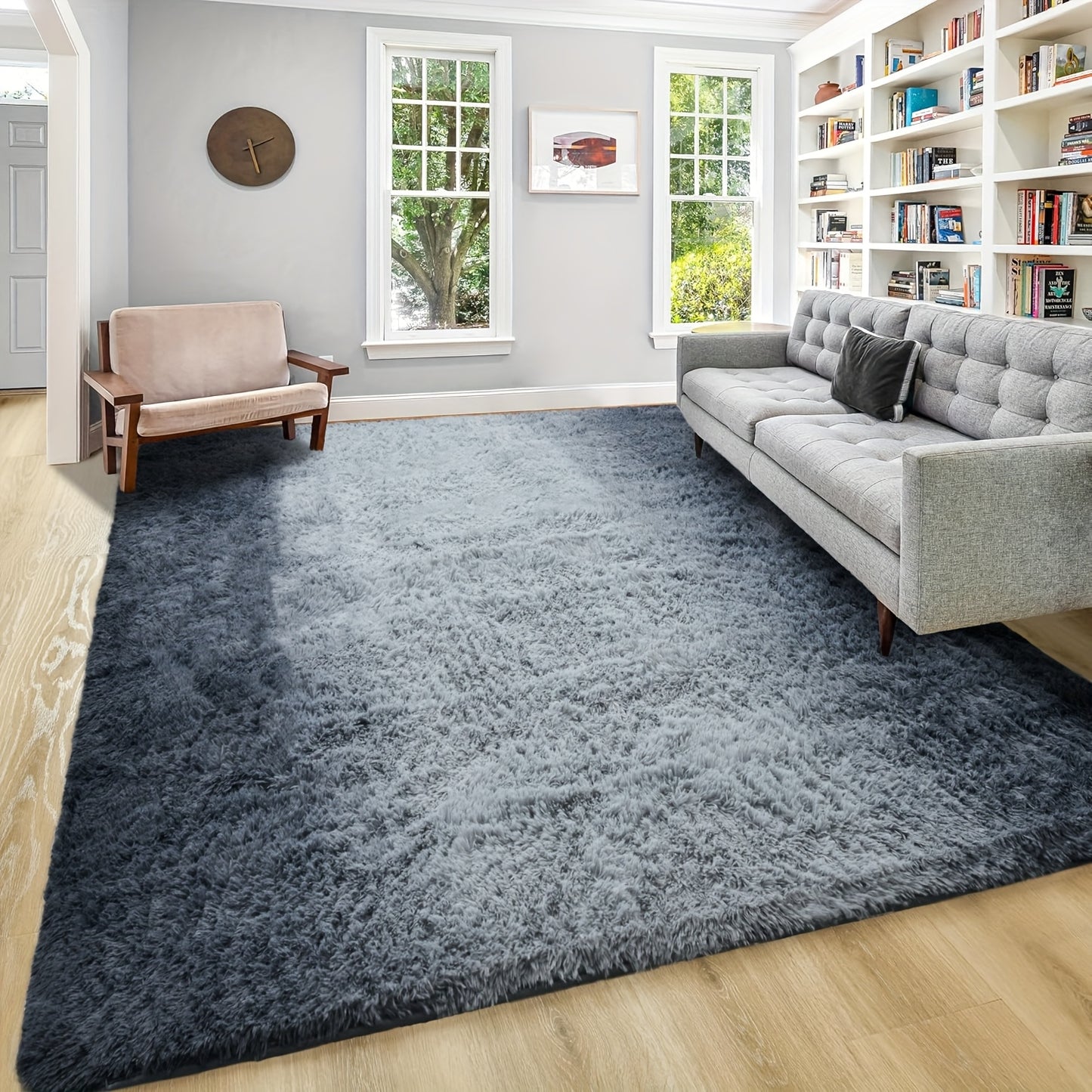 Shaggy Plush Area Rug - Soft Fluffy Carpet for Living Room, Bedroom & Sofa | Non-Slip Machine Washable Tie-Dye & Solid Color Long Pile Rug | Luxury Home Decor Floor Mat in Multiple Sizes & Colors