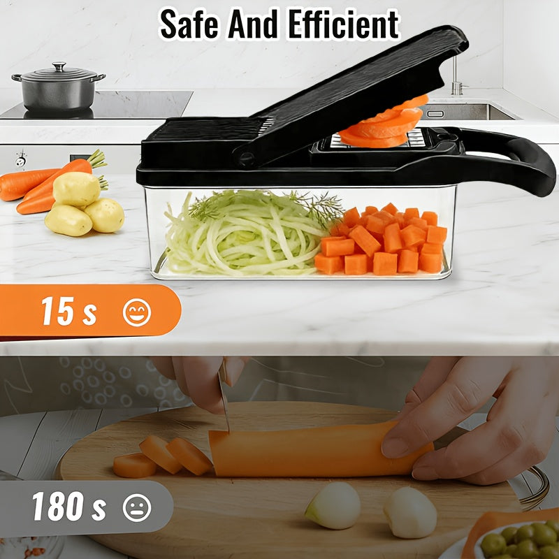 Food Chopper, Vegetable Chopper, Vegetable Slicer, 18-in-1/9-in-1, 8 Stainless Steel Blades, Food-grade, Easy to Store, for Onions, Carrots, Home Cooking, Kitchen Gift