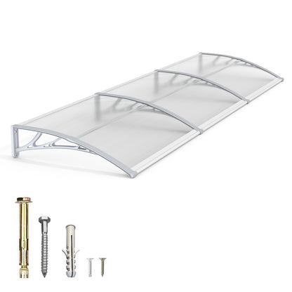 30/ 40/ 48/ 60/ 80" Window Awning Door Canopy Overhang Awnings for Doorways Polycarbonate Cover Patio Door Awning UV Rain Snow Sunlight Protection Hollow Sheet