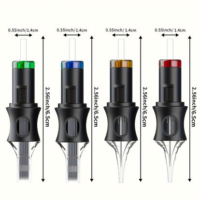 Tattoo Cartridge Needles 50pcs Mixed Size – POSEIDON V5 Disposable Round Liner, Shader & Curved Needles (5RL 7RL 9RL 5RS 7RS 9RS 7RM 7M1 15M1 15RM) with Safety Membrane