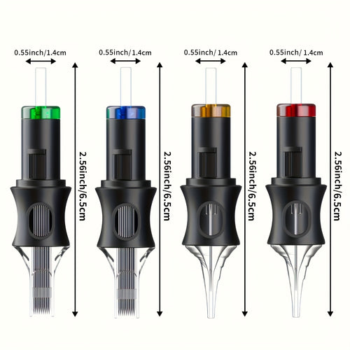 Tattoo Cartridge Needles 50pcs Mixed Size – POSEIDON V5 Disposable Round Liner, Shader & Curved Needles (5RL 7RL 9RL 5RS 7RS 9RS 7RM 7M1 15M1 15RM) with Safety Membrane