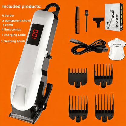 Valentine's Gift | 9-in-1 Professional Hair Clipper & Trimmer for Haircuts, Bald Head, Shaving & More, with LCD Display, USB Fast Charge & Long Battery Life, Stainless Steel Blade for Home & Barbershop, Complete Set Includes 4 Guide Combs, Cape Comb