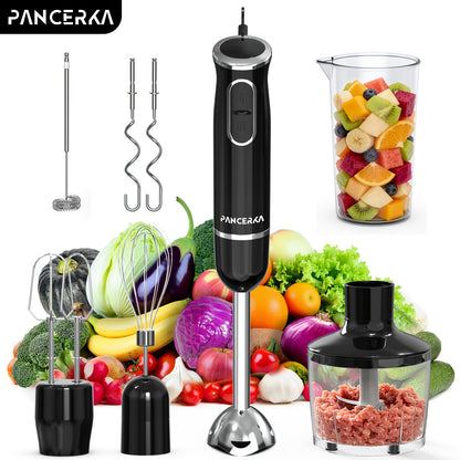PANCERKA 8in 1 Electric Immersion Blender, Multi-Purpose Hand Blender with Turbo Mode, Detachable Base, 304 Stainless Steel Handheld Blender with Whisk, Milk Frother Attachments, for Smoothies