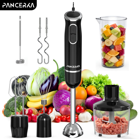 Immersion Blender 8-in-1 Electric Hand Blender with Turbo Mode & Detachable Base – 304 Stainless Steel Handheld Blender with Whisk Milk Frother Attachments for Smoothies Soups Baby Food Puree