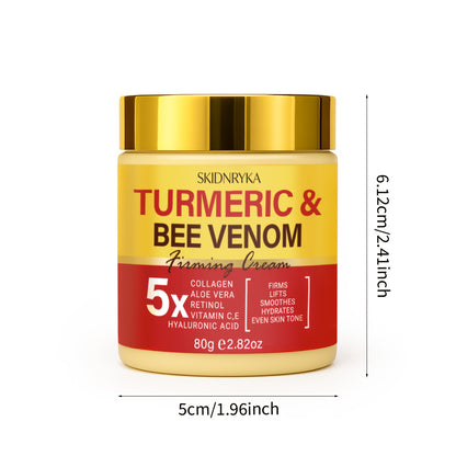 2pcs Turmeric Bee Venom Moisturizing Cream Set, Firming And Lifting, Contains Hyaluronic Acid, Vitamins C + E, And Collagen, Nourishing Day And Night Cream, Premium Skincare, Non-Greasy, Suitable for All Skin Types, Perfect Christmas Gift