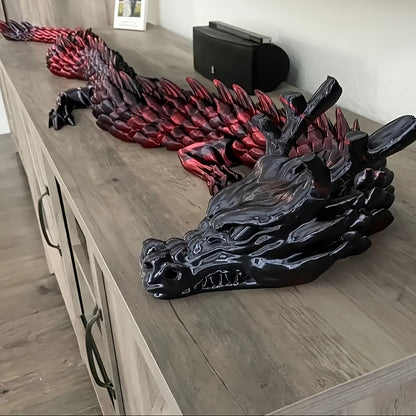 Enormous Black Red 3D Printed Dragon | 35.4 Inches, Flexible Joints, Ideal For Cars And Home Decor, Perfect For Christmas, Halloween, Valentine'S Day, Easter Gifts
