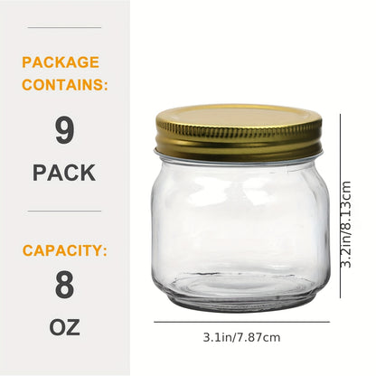 9/18/27/36-Pcs, 8oz Glass Jars with Lids, Regular Mouth Mason Jars for Storage, Spice Canning Jar for Caviar, Herb, Jelly, Jams, Honey, Dishwasher Safe
