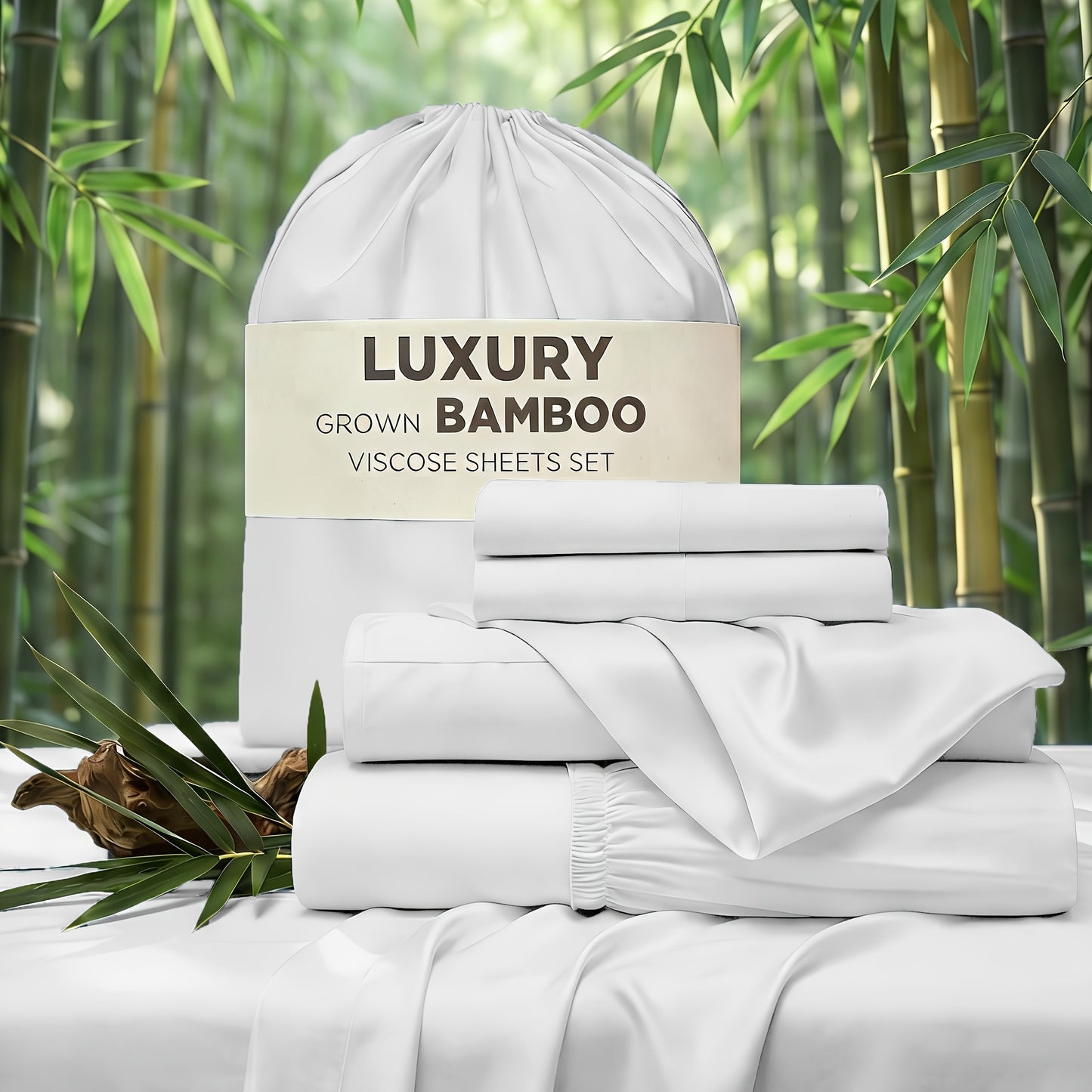 Cooling Sheet & Pillowcase Sets - 4pcs Iconic Collection Bedding -Rayon Derived From Bamboo, Deep Pocket Up to 14" Hotel Luxury, Extra Soft, Cooling Bed Sheets - Wrinkle, Fade, Stain Resistant Suitable for Room Decor Children's Rooms