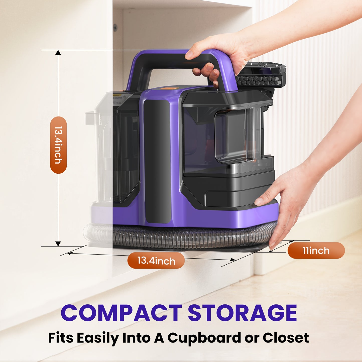 New Portable Carpet And Upholstery Cleaner With Two Brushes And Remover Formula Spot, Power Suction, Equipped With Multifunctional Tools, Stain Deep Cleaner For Pets, Stairs, Sofa Carpets, Upholstery, Car Seats