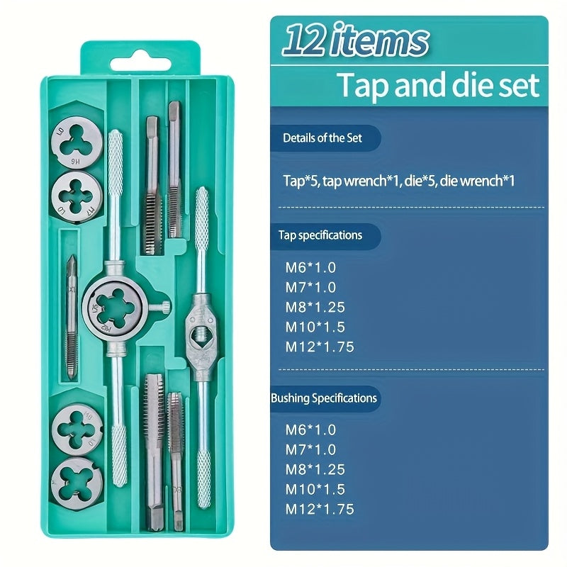 12 Or 40pcs Metric Hand Tapping And Thread Tapping Tool Combination - M3-M12 Thread Plug Straight Cone Reamer Tool, DIY Toolbox, for Daily Household Needs, Preferred Holiday Gift, Father's Day Gift (screwdriver Handle Color Randomly Distributed)