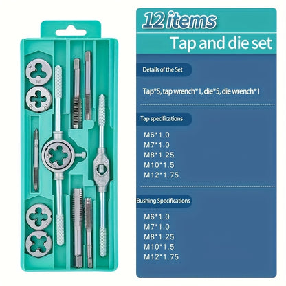 12 Or 40pcs Metric Hand Tapping And Thread Tapping Tool Combination - M3-M12 Thread Plug Straight Cone Reamer Tool, DIY Toolbox, for Daily Household Needs, Preferred Holiday Gift, Father's Day Gift (screwdriver Handle Color Randomly Distributed)