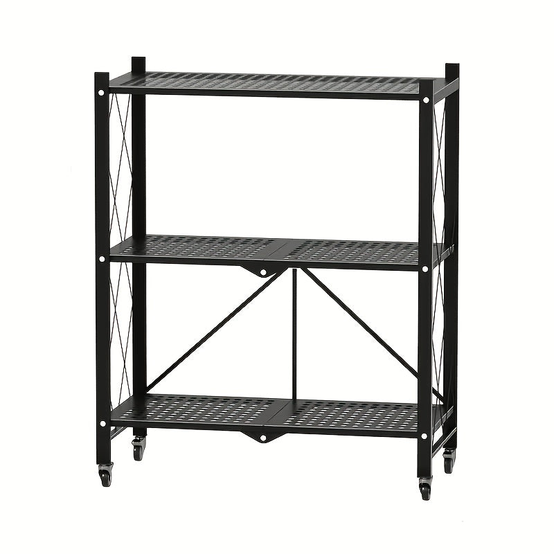 3/4/5 Layer Folding Storage Rack, No Installation, with Wheels, Can Move Freely, Suitable for Living Rooms, Kitchens, Garages, Study Rooms, Basement Storage Rooms, Practical Shelves, Multi-Tier Office Storage Rack Standing Shelf, Standing Shelf