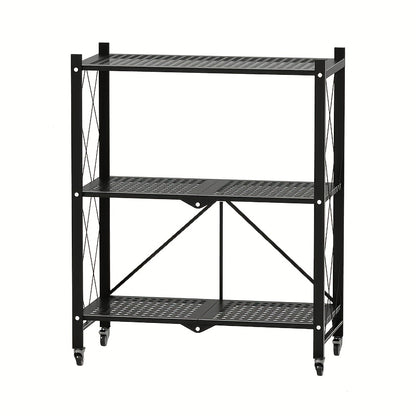 3/4/5 Layer Folding Storage Rack, No Installation, with Wheels, Can Move Freely, Suitable for Living Rooms, Kitchens, Garages, Study Rooms, Basement Storage Rooms, Practical Shelves, Multi-Tier Office Storage Rack Standing Shelf, Standing Shelf