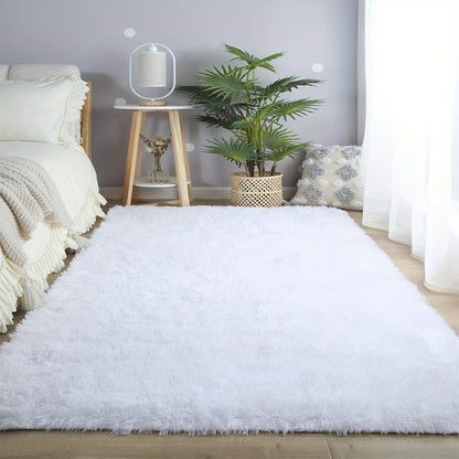 1pc White Fluffy Soft Living Room Large Carpet, Decorative Carpet, Suitable for Bedroom Dormitory, Washable Plush Carpet, Non-Slip Durable High Pile Carpet, Thanksgiving Gift, Christmas Gift