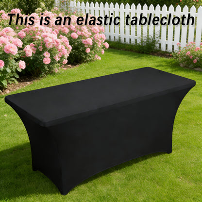 Spandex Tablecloth for 6 ft Rectangle Tables – Elastic Fitted Table Cover for Events, Parties, Weddings & Banquets – Wrinkle-Free Stretch Fabric in Black, White & Red, Indoor & Outdoor Use
