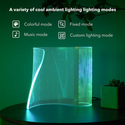 Table Lamp LED, RGB Desk Lamp, Modern Bedside Lamps for Futuristic Ambient Mood Lighting, Unique Gaming Light with Smart APP&Remote Control Dimmable, for Room Decor, Concerts, Dance, Office, Gift