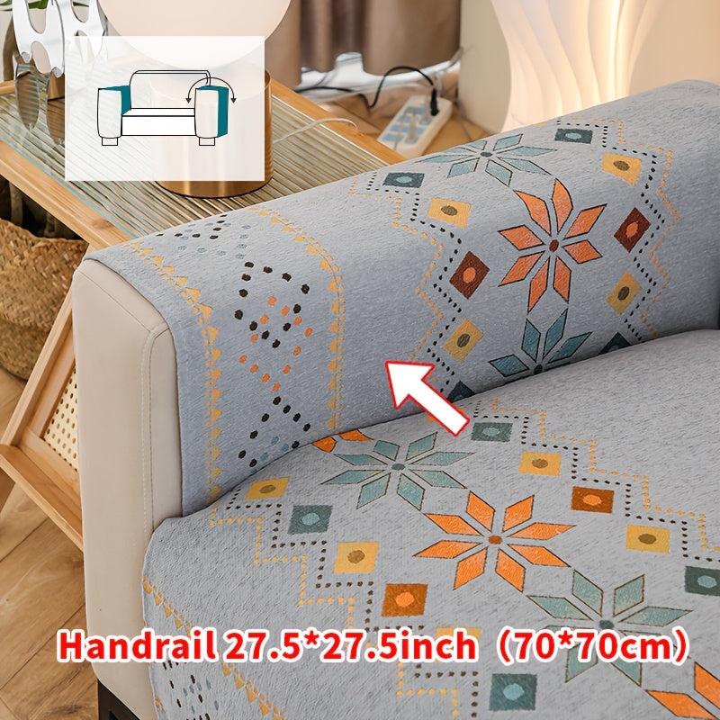 1pc of Bohemian-Style Sofa Mat Suitable for Any Season, Featuring a Easy And Modern Design, Pet-Friendly Materials, And Resistance to Slipping And Scratching, Serving As a Protective Cover for Home Decor