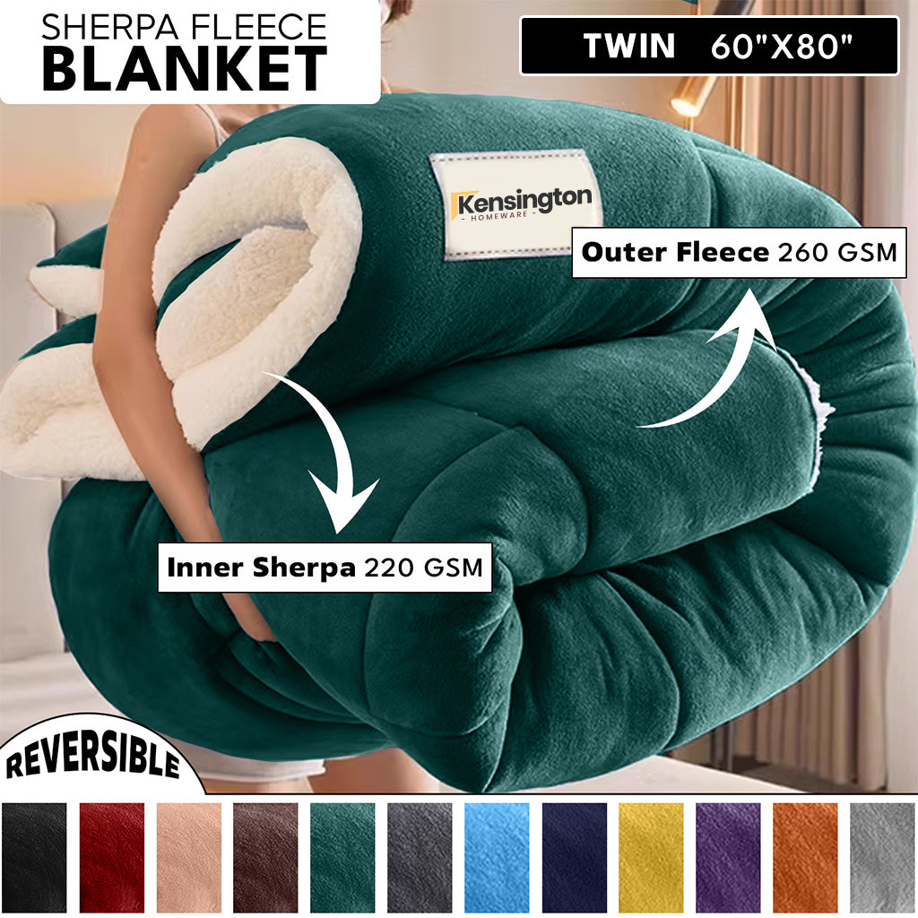 480GSM Heavy Sherpa Fleece Blanket – Double-Sided Warm Throw for Couch, Bed, Office and Travel, Reversible All Season Comfort, Room & Sofa Decoration, Holiday Gift, Sofa Blankets