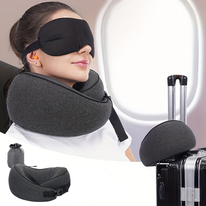 1pc Travel Pillow Pure Neck Pillow, Comfortable & Breathable Cover, Machine Washable, Airplane Travel Kit, Rest Pillow for Flights, Office, Car & Home Recliner