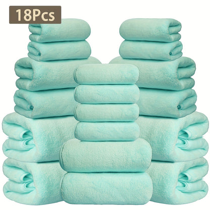 18pcs Coral Velvet Towel Bath Towel Set, 4 Bath Towels, 4 Towels, 10 Square Towels, Suitable for Hotel, Home, Travel, Spa