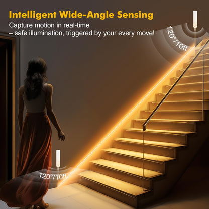 1pc 16.4ft Stair Lights Motion Sensor Indoor - Rechargeable Closet Staircase Pantry Kitchen Lighting, 2200mAh Battery Powered Motion Activated LED Light Strip