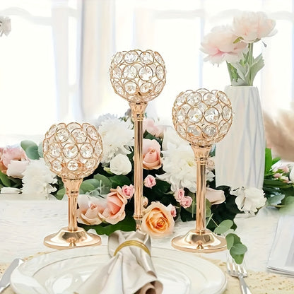 3pcs Crystal Candle Holder, Windproof Candle Holder, Christmas, Halloween Candlelight Dinner Photo Props, Wedding Anniversary Wedding Decoration, Home Hotel Decoration, Birthday Gift, Suitable for Table Center Decoration, Wedding, Catering